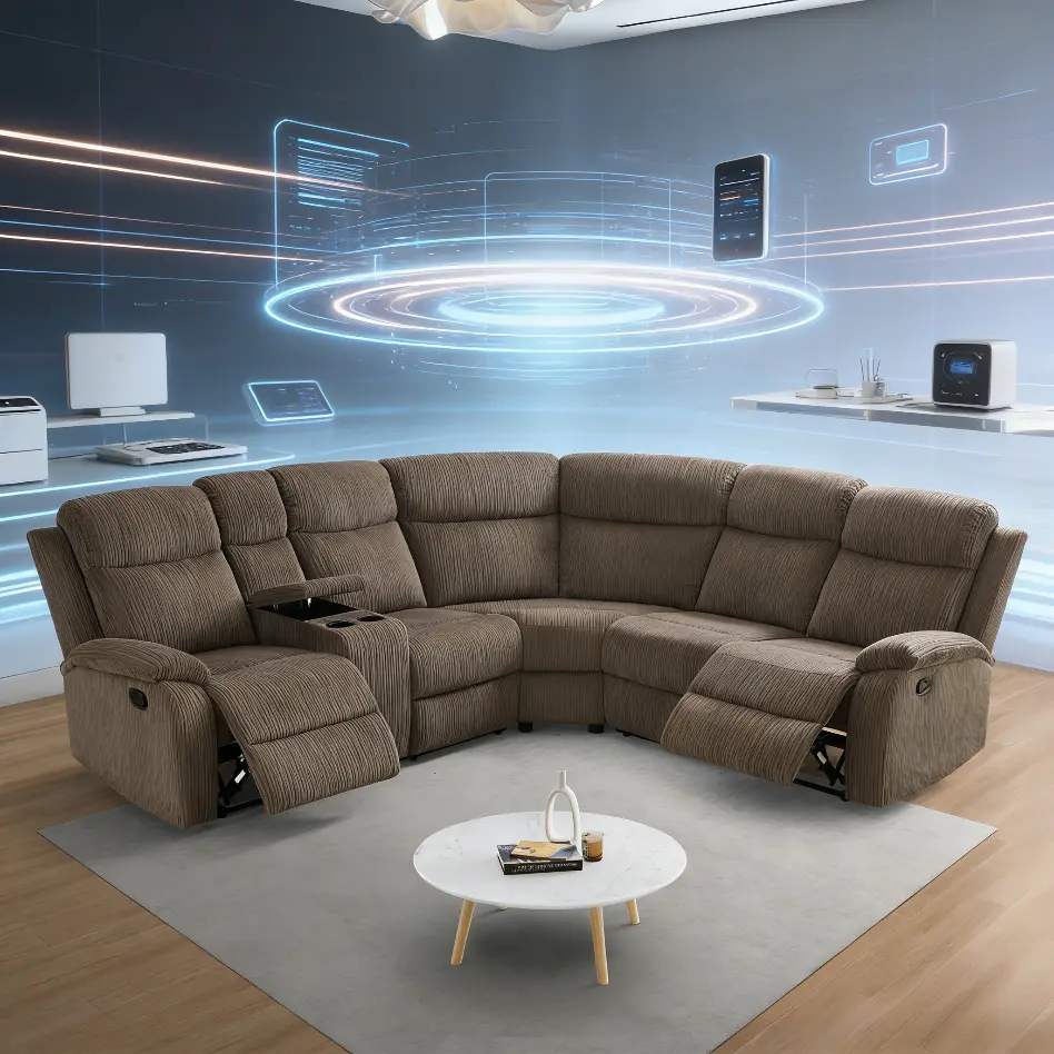 Living Room 3-Piece Power Reclining Sofa Set - Brown Woven Sturdy Cotton Fabric, Armless Electric Recliner with USB Ports, Assembly Required for Living Room Decor