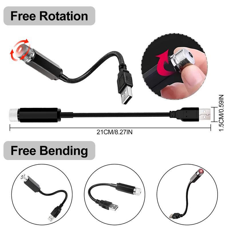 DABATR USB Star Projector Night Light Adjustable Romantic Projector Car Interior Roof Lights Portable LED Night Star Lamp Atmosphere Decorations for Ceiling, Bedroom, Party