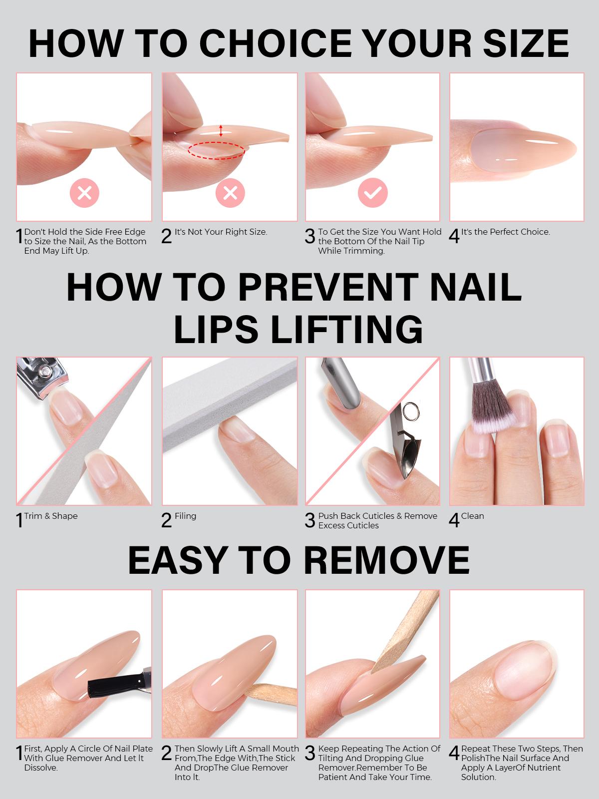 Aillsa RealFit Nude Tone Mixed Color Press-On Nails- 140pcs Nails Tips 5 Natural Colors 14 Sizes Pre Shaped gelx Tips Full Cover Fake Nails Extension for Easy DIY Nail Art Nail Care Manicure Beginner Friendly