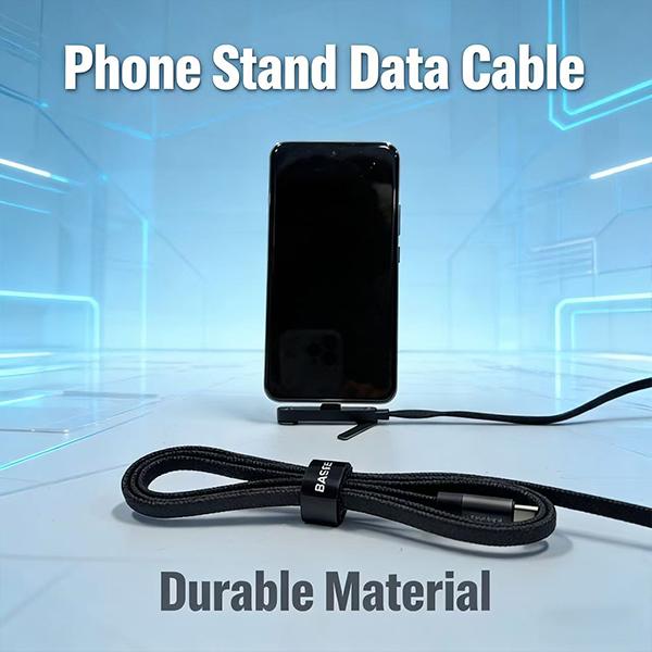 Invisible Holder Charger Cable with Stand, 240w super fast charging 2-in-1 Fast Charging Cord & Phone Stand forGaming, Office, Car Travel, Compatible with iPhoneSamsung Type-C charginle Blackg cab