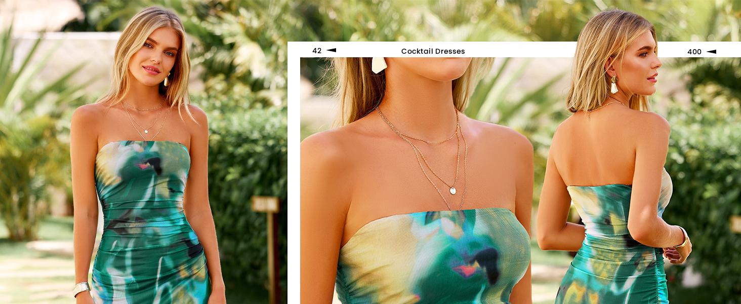 PrettyGarden Women's Summer Printed Strapless Bodycon Maxi Dress Ruched Side Slit Floral Tube Dresses PrettyGarden Women's Summer Printed Strapless Bodycon Maxi Dress Ruched Side Slit Floral Tube Dresses