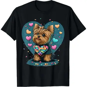 Graphic Tees I Love My Yorkshire Terrier Yorkie Dog Valentines Heart Art T-Shirt