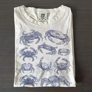 Crab 90s Vintage Tattoo Style Graphic Tshirt, Retro Comfort Colors Y2k Beach Marine Unisex Shirt