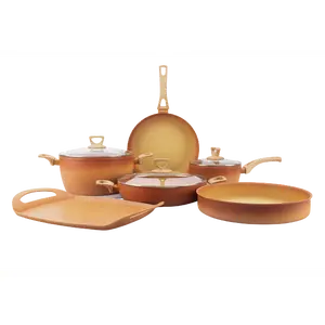 NEWARE Terracotta 9 Piece Cooking Set with GRIDDLE / Batería de 9 piezas de Terracotta con COMAL