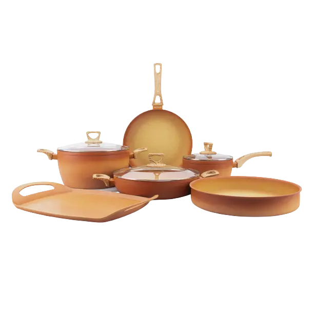 NEWARE Terracotta 9 Piece Cooking Set with GRIDDLE / Batería de 9 piezas de Terracotta con COMAL