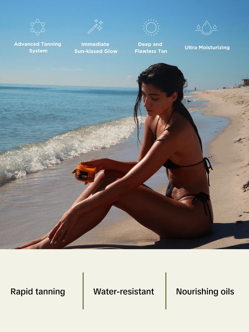 Carroten Intensive Tanning Gel | Browning Tan Accelerator | Non-Greasy, Water-Resistant with Carrot and Coconut Oil | Vitamin A & E For Moisture & Hydration | Made in Greece | 5 Fl Oz