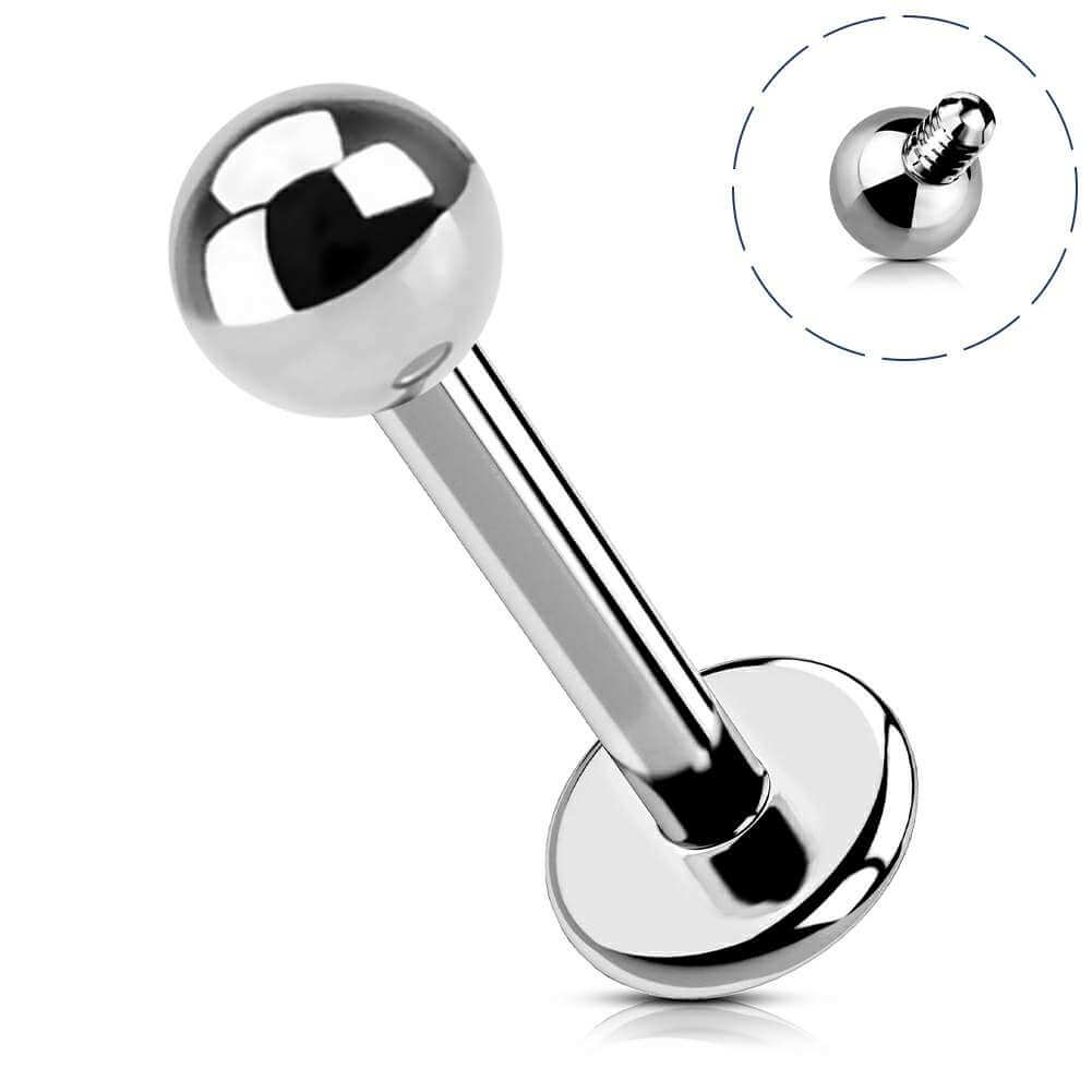 Oufer 16G CZ Titanium Internally Threaded  Prong Brezl Lobe Tragus Helix Cartilage Flat Back Piercing Stud  Labret Ring Barbel Length 6mm 8mm 10mm 12mm