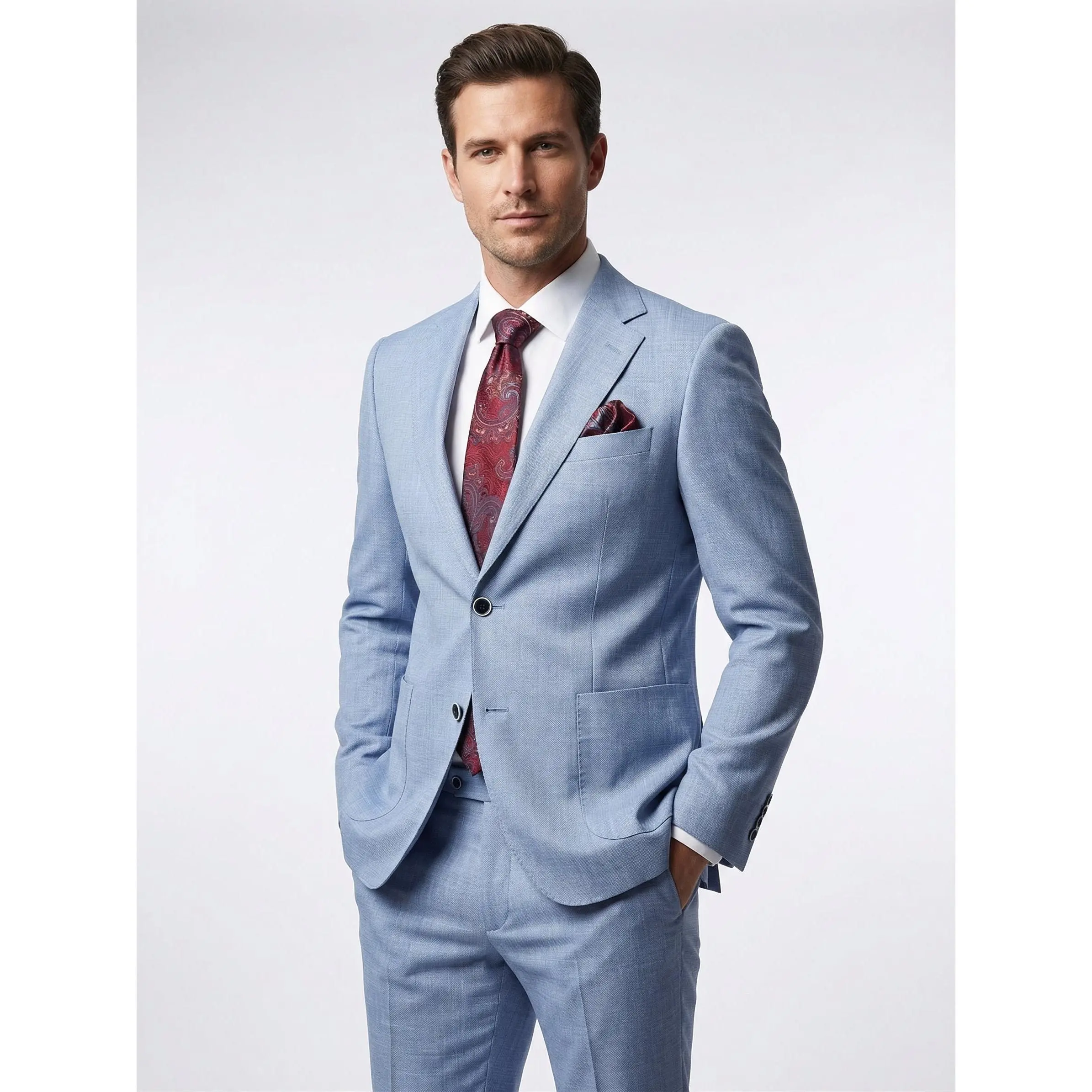 Light Blue Bootcut Slim Fit Suit