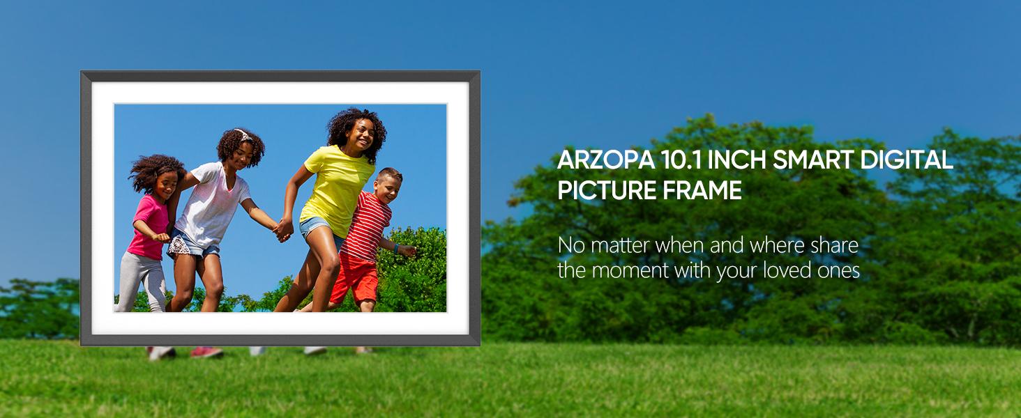 ARZOPA WiFi Digital Photo Frame 10.1 Inch IPS Touchscreen Electronic Photo Frame with 32GB Frameo Digital Picture Frames Share Photos Videos Music Calendar Alarm Auto Rotate Thanksgiving & Christmas Gift Perfect for Family & Friends Home Decor Gift Ideas