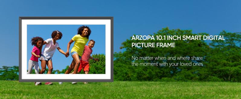 ARZOPA WiFi Digital Photo Frame 10.1 Inch IPS Touchscreen Electronic Photo Frame with 32GB Frameo Digital Picture Frames Share Photos Videos Music Calendar Alarm Auto Rotate Thanksgiving & Christmas Gift Perfect for Family & Friends Home Decor Gift Ideas