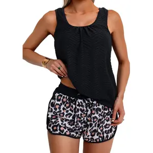 Aidonger Tankini Swimsuit for Women Modest Two Piece Bathing Suit Scoop Neck Swim Suits with Boy Shorts