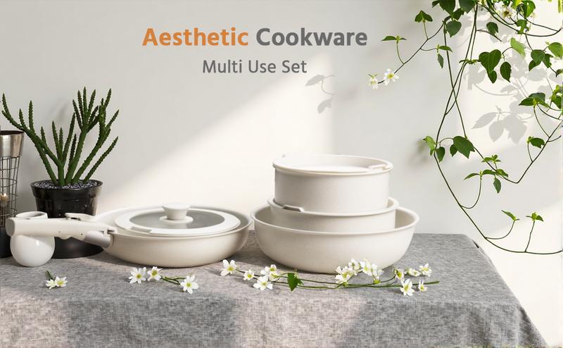 [Summer Deal] 12 Pcs Pots and Pans Set Nonstick - Kitchen Cookware Set with Detachable Handle, Induction Cookware, Dishwasher Oven Safe Kitchenware Cooking