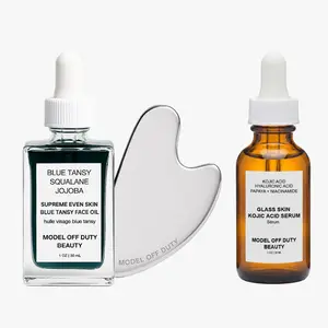 Sculpt and Glow Set - Supreme Even Skin Blue Tansy Face Oil + Pro Grade Stainless Steel Gua sha + Glass Skin Kojic Acid Serum