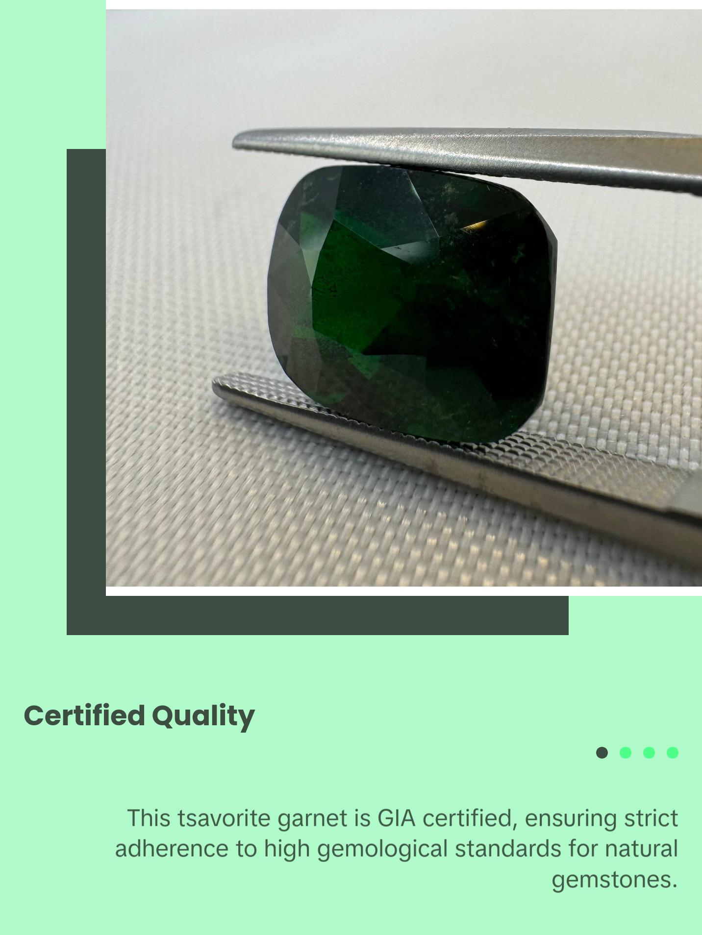 GIA certified Natural Tsavorite Garnet (Green) - 6.63ct - Rectangular Cushion
