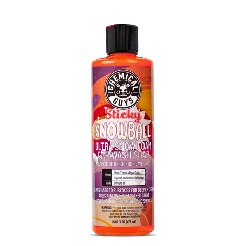 CHEMICAL GUYS Sticky Snowball Ultra-Slick Liquid Car Wash Cleaner - PH-Balanced High Foaming Formula, Extra Thick Mega Suds, High Lubrication, Gentle Dirt Removal, Helps Reduce Scratches and Swirls, Shine & Gloss Boost