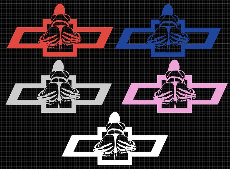 Chevy decal with a sexy girl Skull hands