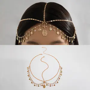 Bohemia Headband Shell Crystal Hair Accessory Chain Jewelry Women Metal Head Chain Headpiece For Party