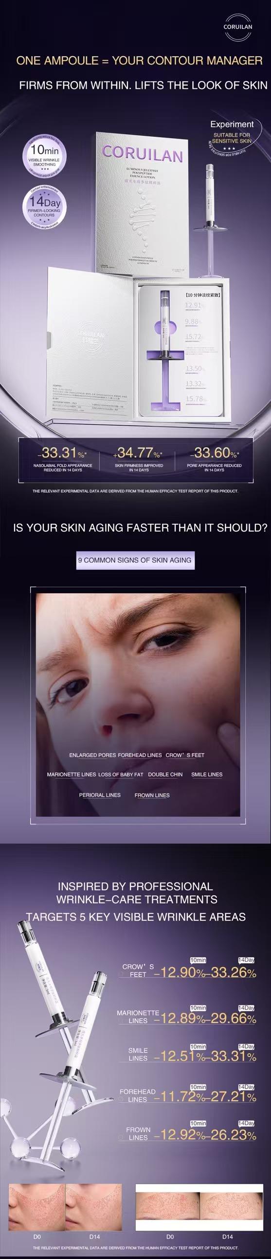 CORUILAN Peptide Anti-Aging Serum Ampoule | 9-Peptide Needle-Free Formula with Advanced Micro-Delivery, Fast Absorbing to Smooth the Look of Fine Lines and Improve Firmer-Looking Skin CORUILAN Peptide Anti-Aging Serum Ampoule | 9-Peptide Needle-Free Formula with Advanced Micro-Delivery, Fast Absorbing to Smooth the Look of Fine Lines and Improve Firmer-Looking Skin