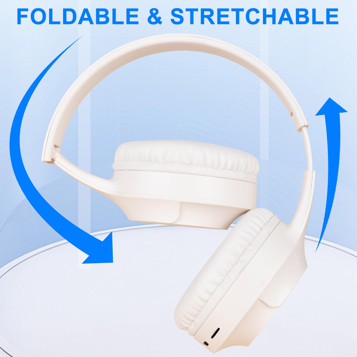 Bluetooth Headphones Over Ear, Colorful LED Lights Headphones Wireless, 65 Hours Playtime Wireless Headphones with Built-in Mic for iPad/Tablet/Airplane, Foldable Lightweight Headset with Deep Bass, HiFi Stereo Sound Low Latency for Travel Work Cellphone
