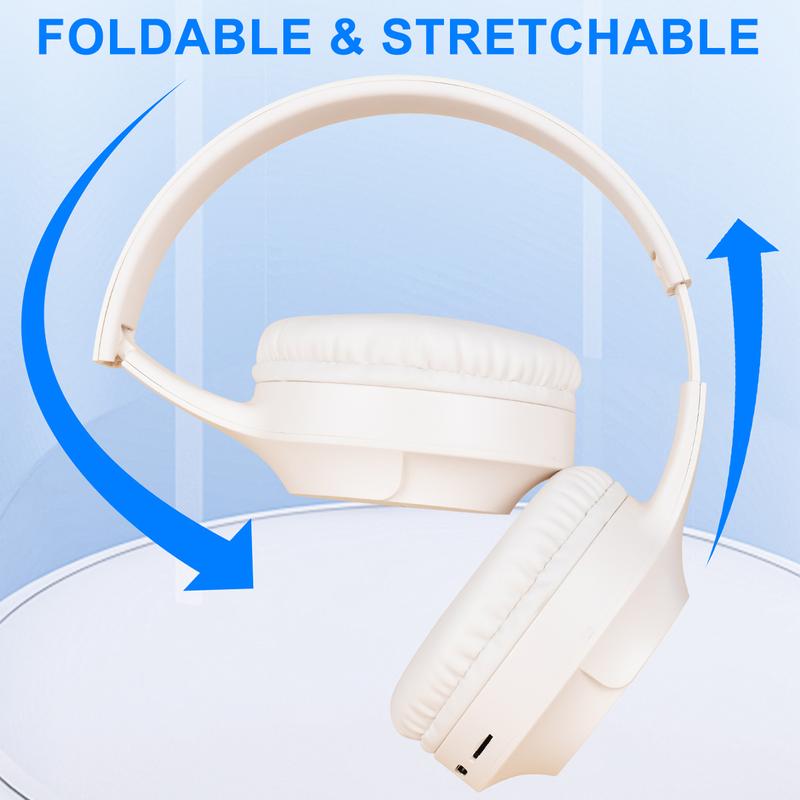 Bluetooth Headphones Over Ear, Colorful LED Lights Headphones Wireless, 65 Hours Playtime Wireless Headphones with Built-in Mic for iPad/Tablet/Airplane, Foldable Lightweight Headset with Deep Bass, HiFi Stereo Sound Low Latency for Travel Work Cellphone