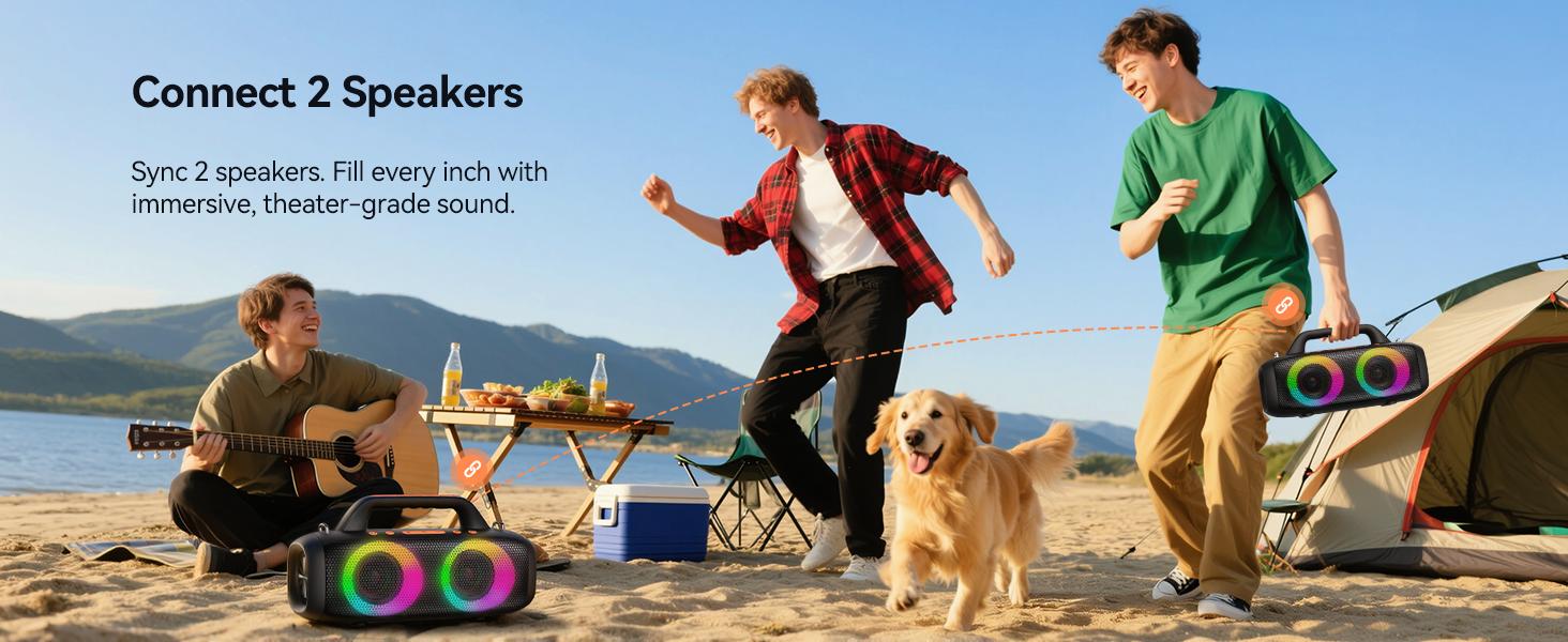 TAGRY Roar 1 Portable Audio Bluetooth Speaker,60W Powerful Sound with Deep Bass,IPX6 Waterproof,24H Playtime,Bluetooth 5.4 for Smartphone,RGB Party Lights,Wireless Stereo Pairing,Travel Outdoor for Camping and Beach, for  Birthday, Friend