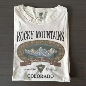 Vintage Rocky Mountains Colorado T-Shirt, Outdoor Discovery Graphic Tee, 90s Mountain Hiking Shirt, Comfort Colors Ivory Nature Top