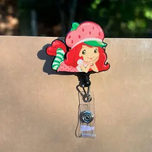 Strawberry Girl Badge Reel/ID Badge Reel/ Office Accessories/ School Accessories nurse