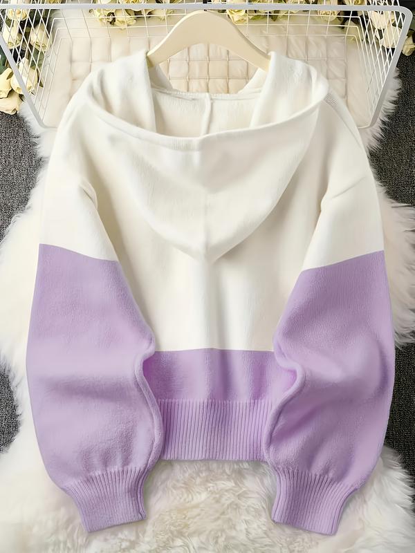 Pink & White Color Block Hoodie | Oversized Button-Up Crop Top  Yellow & White Color Block Hoodie | Trendy Cropped Sweatshirt  Blue & White Color Block Hoodie | Cozy Button-Up Crop Hoodie  Purple & White Color Block Hoodie | Y2K Aesthetic Cropped Top