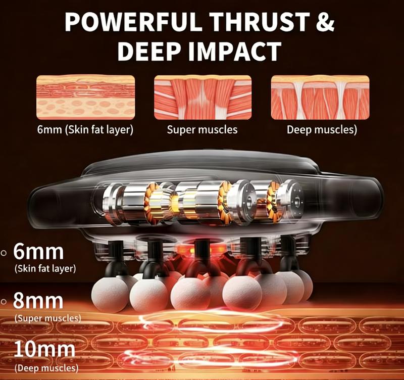 12-Ball Massage Gun 30-Level Intensity Adjustment 9 Massage Modes Effectively Relieves Back, Shoulder, Leg, and Foot Pain Quiet Muscle Massager Features Red Light Therapy Adjustable Settings Ideal for Daily Use Perfect Christmas Gift Choice