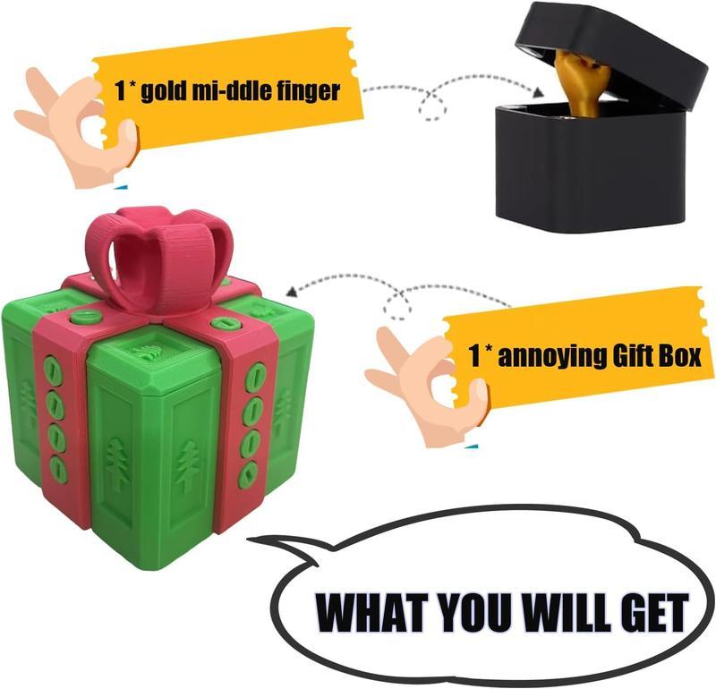Annoying Gift Box Middle Finger in a Box 3D Printed The Prank Box with Middle Finger Surprise Interactive Geometric Puzzle Novelty Gag Gift for Christmas Birthdays Halloween