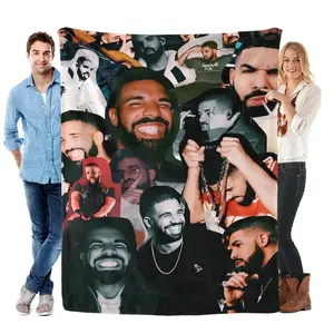 Soft Funny Throw Blanket Rapper Singer Drake Flannel Blanket Inspired Ultra Soft Flannel Blanket Warm and Cozy Living Room Shawl Office Blanket Sofa Decoration Four Seasons Travel Blanket Multipurpose Gift Blanket Home Decor Accessory Digital Printing