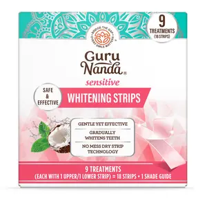 GuruNanda Sensitive Teeth Whitening Strips, 9 (Default) or 16 Treatments  — Gentle on Teeth Formula, Non-Slip, Dry Strip Technology, Whitening Designed with Care for a Brighter Smile