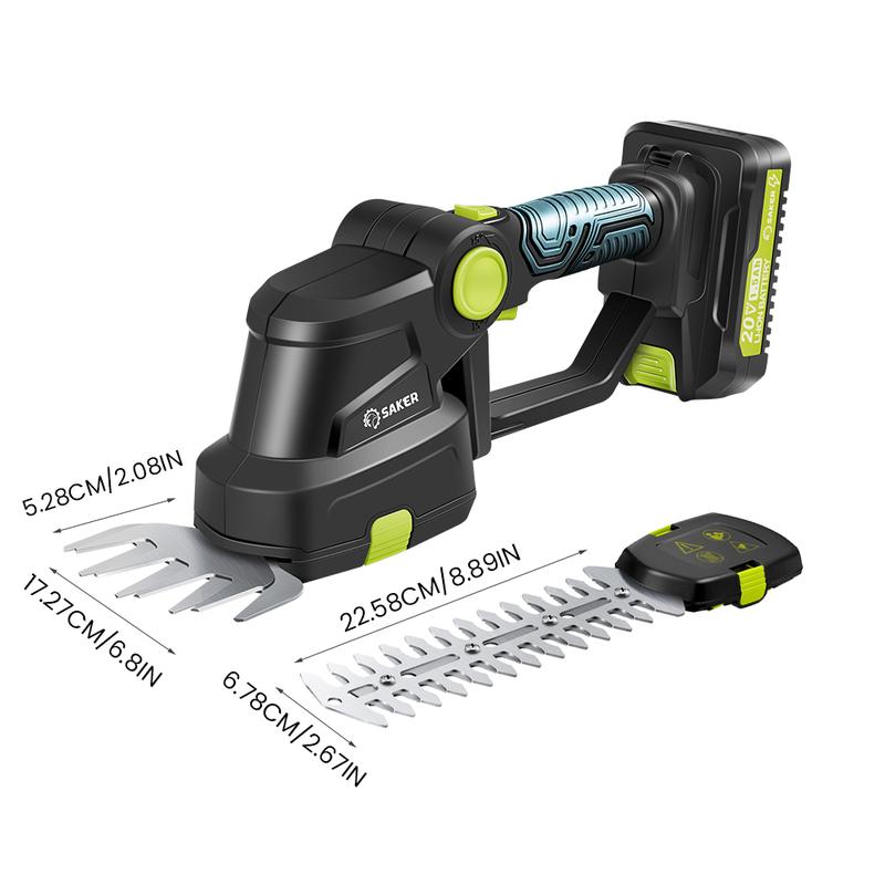 [ Valentine's Day gifts ] Saker Cordless Shrub Trimmer - 20v electric shrub Trimmer Hand-held grass trimmer with 2 rechargeable batteries and charger for garden, lawn, etc