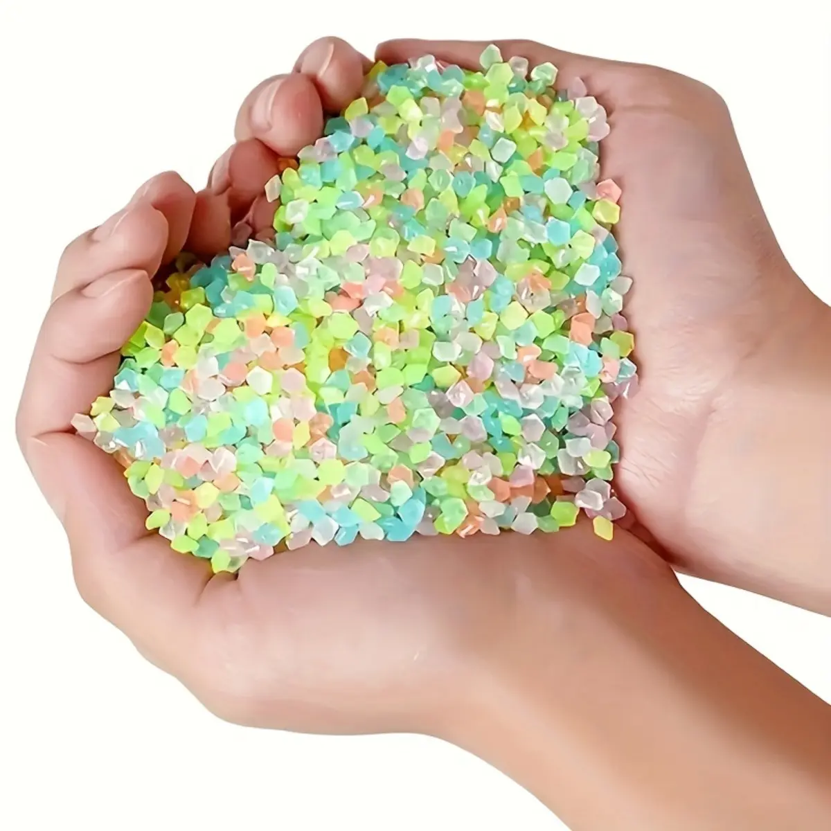 Summerwins 10000Pcs Bulk Round Glowing Tumbled Pebbles - 3-5mm Multicolor Sanded Dark Decorative Stones (Requires Charge to Glow) for Home Path, Fish Tank Aquarium Decor