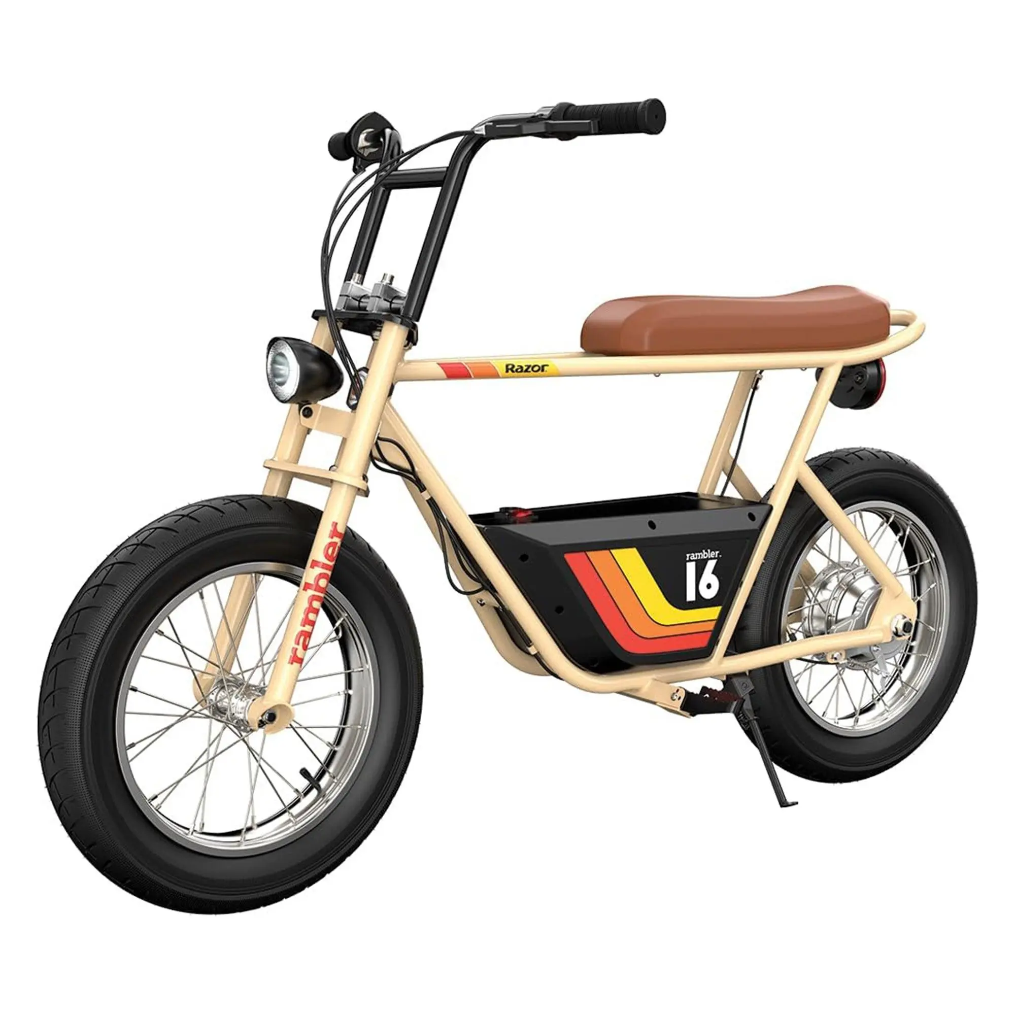 Razor Rambler 16 Electric Retro Minibike with 350W Motor & 36V Battery, Tan
