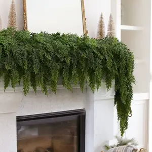 2PCS 9FT Christmas Cedar Garland with 240 Pine Tips, Realistic Faux Garland Artificial Greenery for Fireplace, Table, Mantle, Wall, Indoor, Outdoor,Home Decorations
