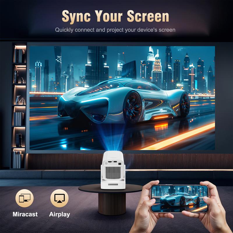 [US warehouse] Magcubic HY310 Portable Projector Auto Focus 330ANSI Native 1080P Android 11 BT5.4 WIFI6 4K Videosource Supported  Smart Flexible Rotating 60Hz Reflash Home Cinema Mini Projector 130"Screen Built-in Speaker Allwinner H713