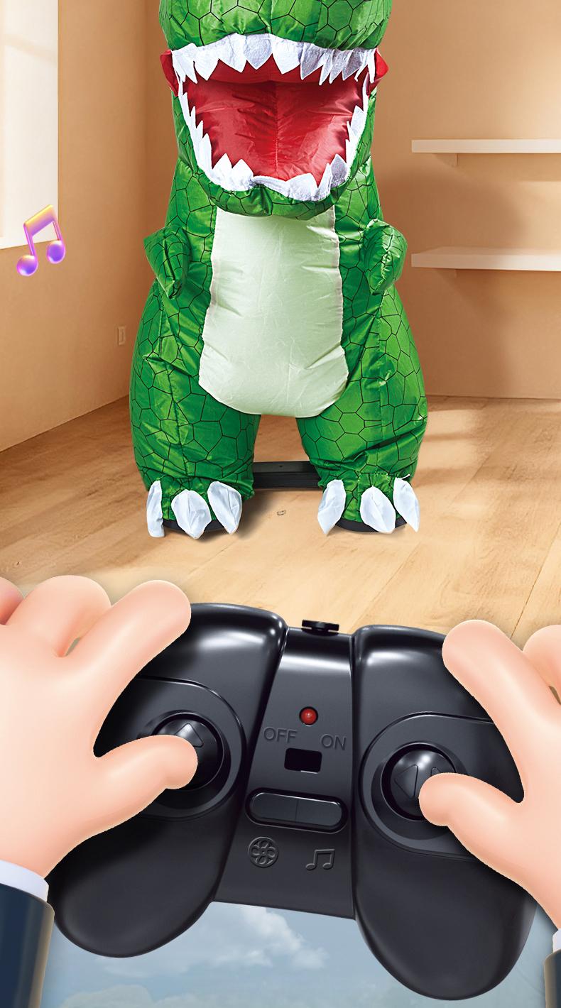 BRRRRT 2.4GHz Remote-Controlled Inflatable T-Rex Dinosaur Toy with Sound & Spinning Features Rechargeable for Indoor & Outdoor Play Green & Brown Options Ideal for Boys Girls and Adults