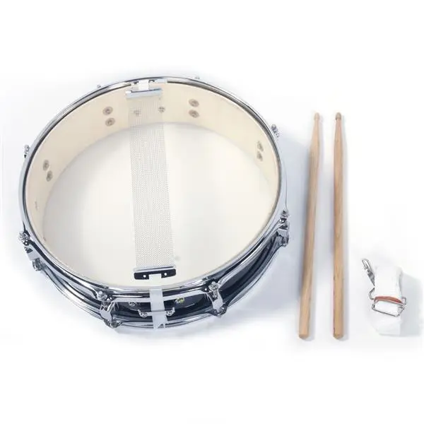 13x3.5 Inch Black Professional Acoustic Drums Percussion Instrument Set - Beginner Kit with Drumsticks, Drum Key, Strap - Ideal for Students, Beginner Drum Kit