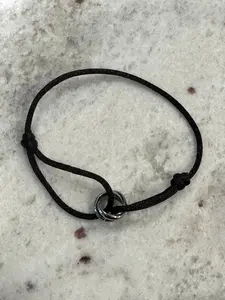 Lucky Beaded Adjustable Ring – Sleek Stainless Steel in Black