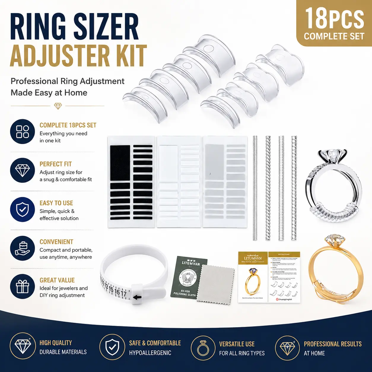 Ring Sizer Ring Adjusters Ring Size Adjuster Ring Guard for Loose Rings 18Pcs#SummerVibes Bridal Jewellery