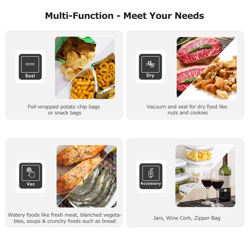 Bonsenkitchen Vacuum Sealer Machine with 40 Bags | Compact Food Sealer for Kitchen Storage & Meal Prep | Multiple Modes​​ | External Vacuum System, Silver​​