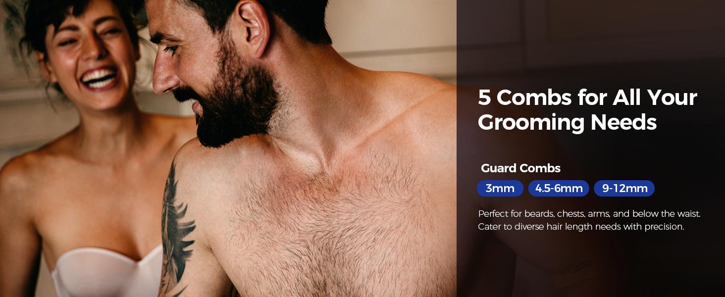 GLAKER Body and Groin Hair Trimmer,  Waterproof Electric Shaver with Replaceable Ceramic Blade and Standing Recharge Dock, 2-Hour Battery Life - 6010 Comfort