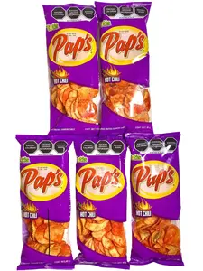 5 - PK TOTIS PAPAS FRITAS SABOR HOT CHILI OR SALT - 90 GRAMS - AUTHENTIC MEXICAN SNACK - PRODUCT OF MEXICO
