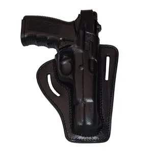 Browning HP Pancake OWB Leather Holster, 2 Slot, Thumb Break Right Hand (Alis309)