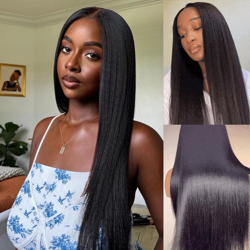 [New In] Wiggins Hair Ready To Go Glueless Wig Light Yaki Straight 7x5 Lace Closure Wigs Human Hair Kinky Straight Wig Pre Cut Pre Plucked Beginner Friendly