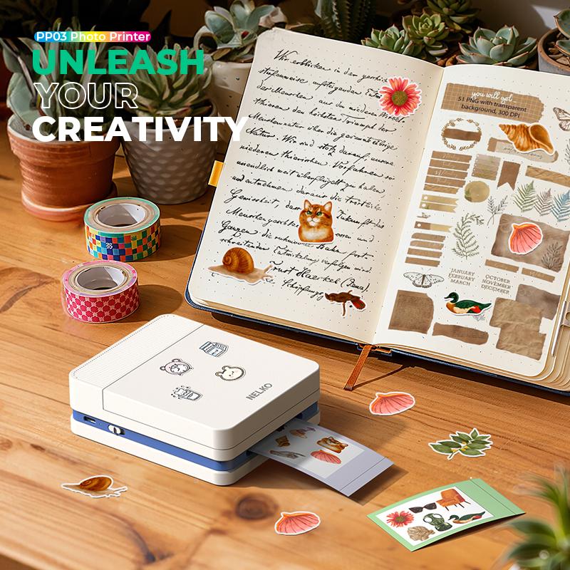 Nelko Pocket PP03 Instant Smartphone Inkjet Photo Printer With 100 Photo Papers, Portable Mini Color Wireless Mobile Printer, Bluetooth Compatible with iOS & Android Devices, Fun Editing App, Ideal Valentine's Day Gift