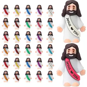 Jesus Love You Figurines - 30 Pcs Mini Rubber Toys for Easter, Christmas Gifts, Sunday School, Baptism & Party Favors (Vibrant Colors, Original Design) Religious Figures