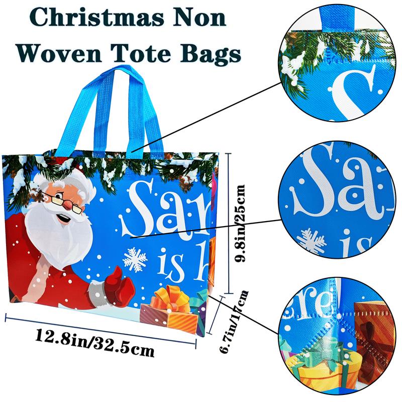 12PCS Christmas Gift Bags With Assorted Patterns. Reusable Non - Woven, Handle - Equipped. Ideal For New Year & Christmas Decor, Perfect For Holiday Gifting.Box Packs heavy-duty storage tote foldable shopping tote Water-Resistant market trip