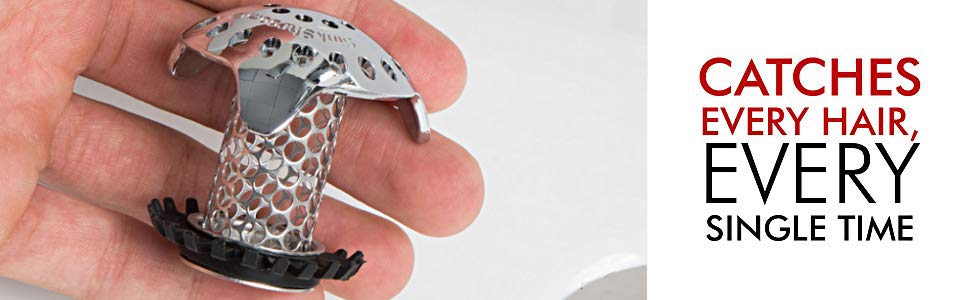 TubShroom Ultra Stainless Steel Bathtub Drain Protector Hair Catcher Strainer Snare with 2 Adapters for Standard & Larger Drains Revolutionary Bathroom Accessory
